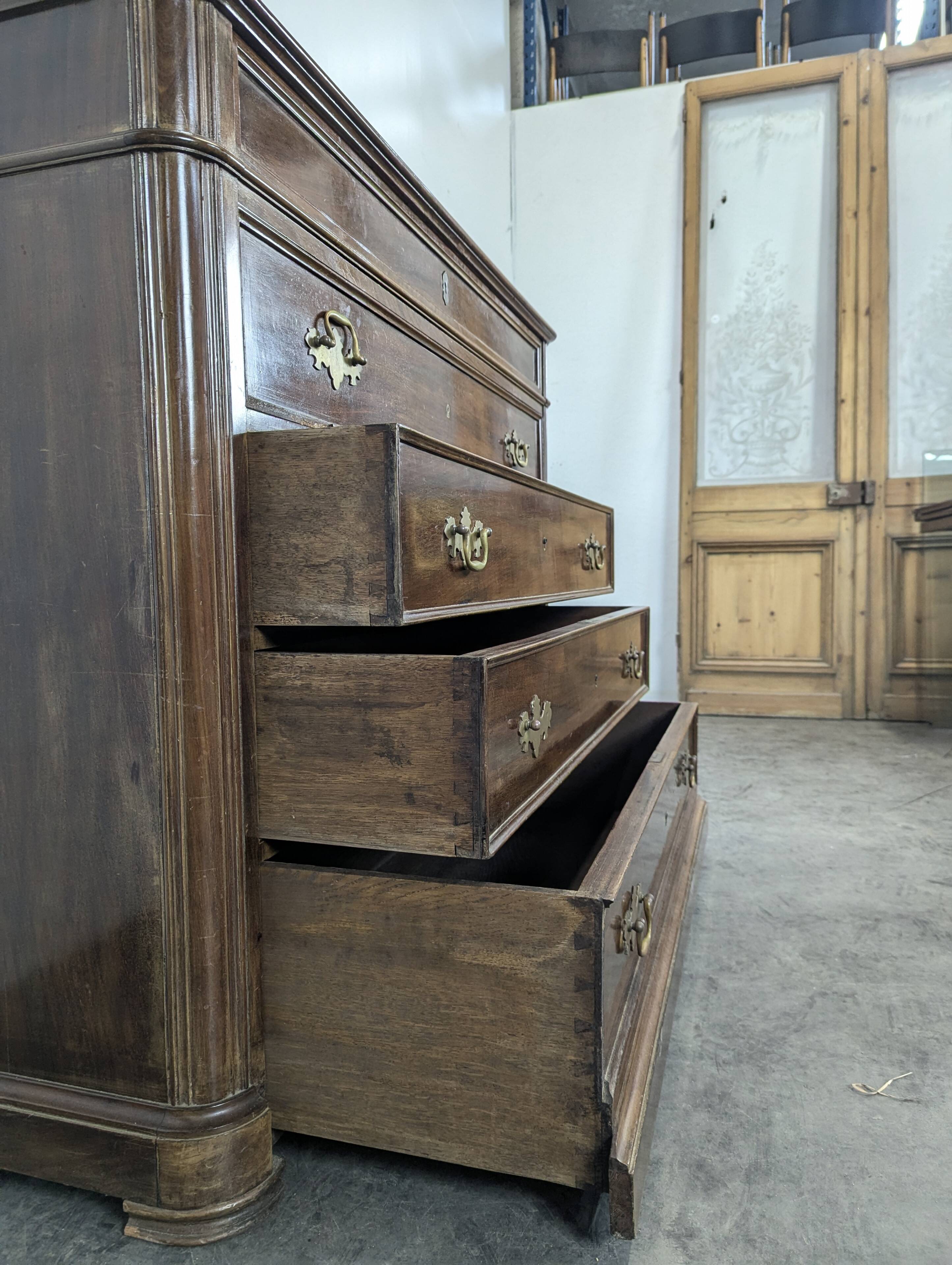 English mahogany secretary chest of drawers