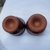 Set of 2 glazed terracotta footed bowls.
