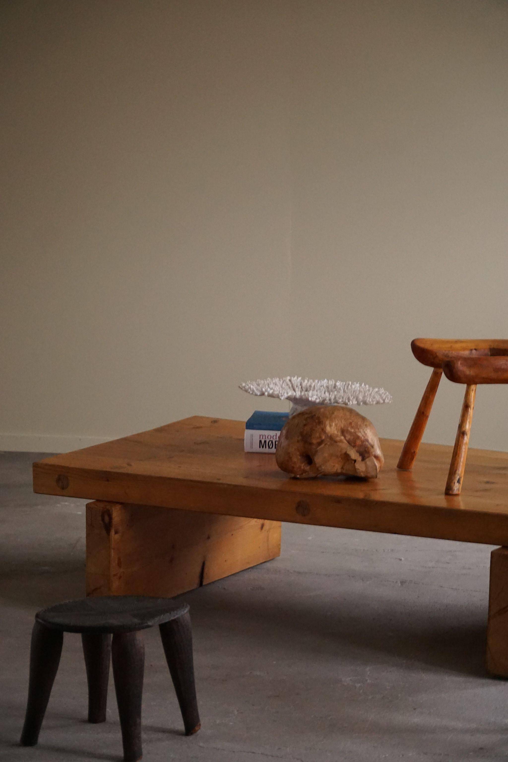 Rectangular pine coffee table from the mid-century by Roland Wilhelmsson, Ågasta, 1969.