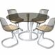 Michel Charron set – 1970s – smoked glass table & 4 chairs