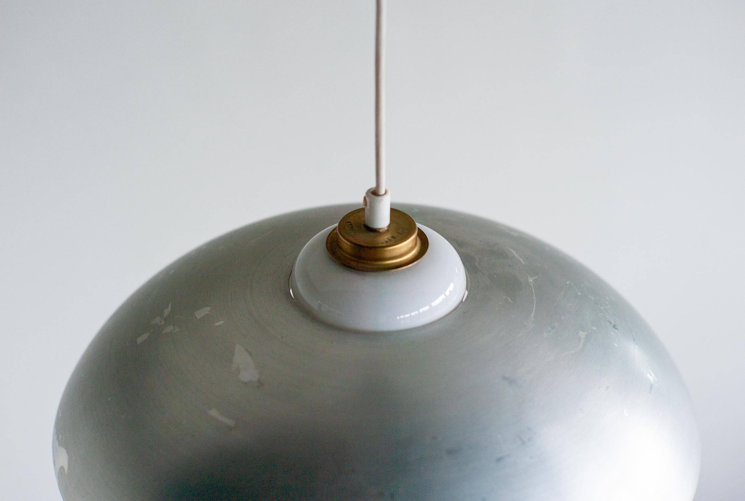 Nordiska Kompaniet adjustable pendant lamp, aluminium and porcelain, 1950