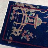 Ancient chinese carpet art deco handmade 64cm x 120cm 1920s