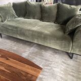 2 Kaufman 3-seater sofas in green velvet by NV Gallery