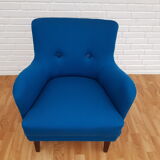 Danish designed armchair, wool, beech, completely renovated