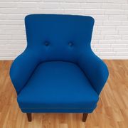 Fauteuil danois, laine, hêtre, entièrement rénové
