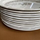 12 Assiettes Digoin à fleurs marron