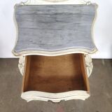 Louis XV white rock bedside pair