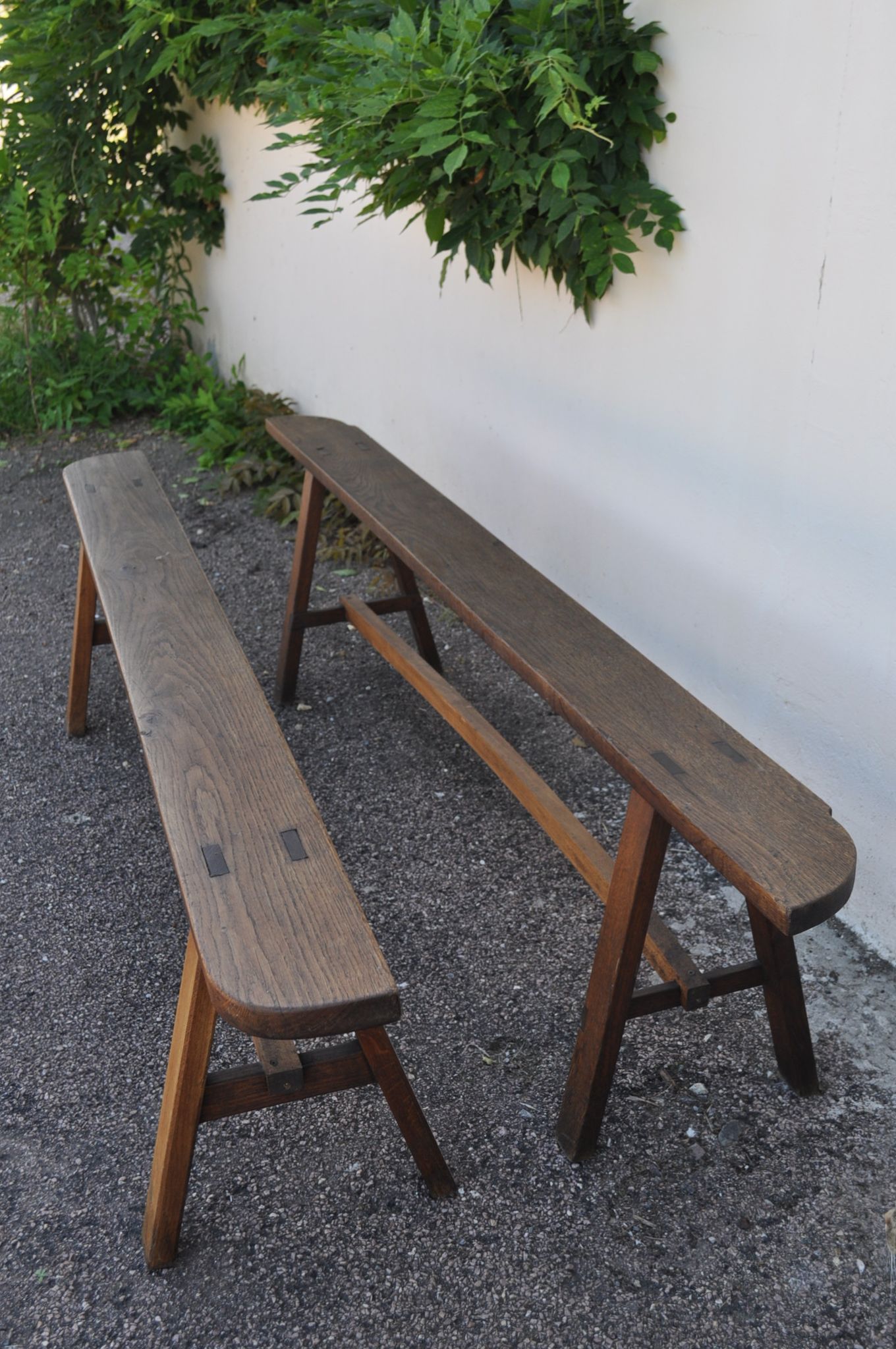 Rustic oak bench.