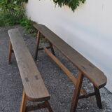 Rustic oak bench.