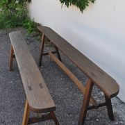 Rustic oak bench.
