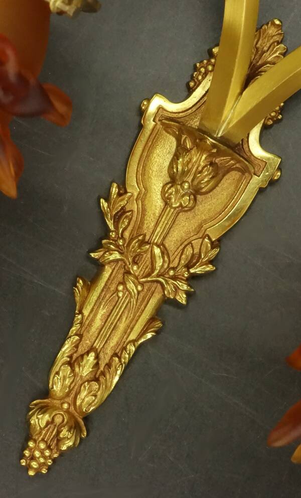 Pair of Louis XVI style wall sconces by Lucien GAU, Paris - gilded bronze