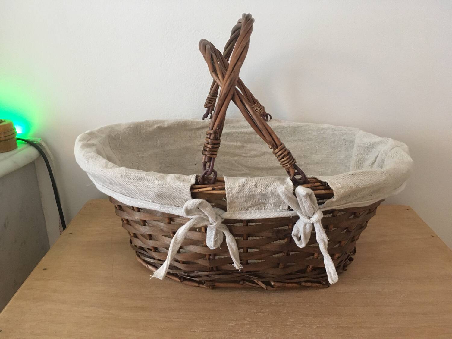 Basket with vintage handles.