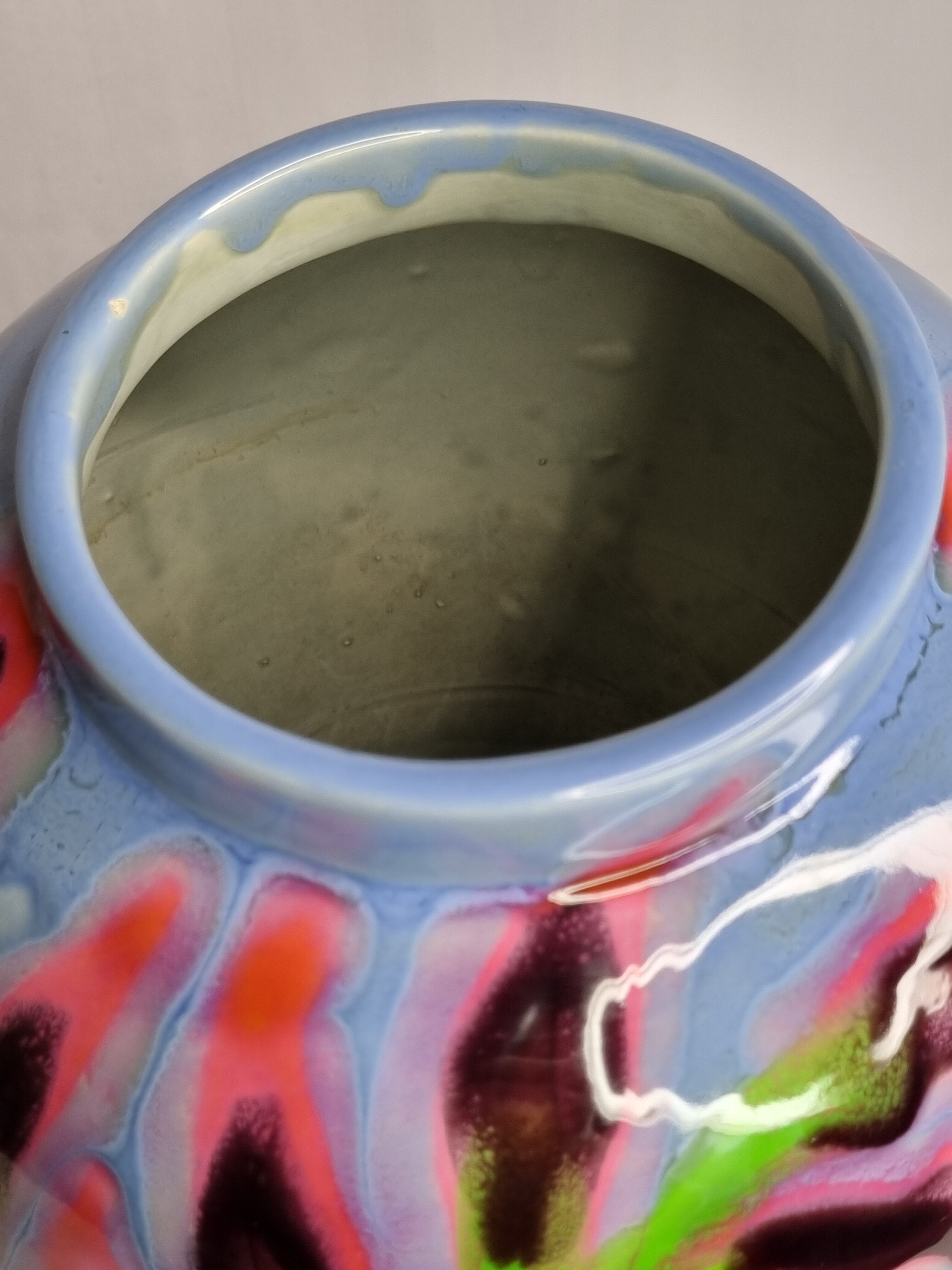 Ricard enamelled ceramic vase, signed, 28 cm