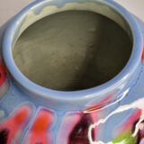 Ricard enamelled ceramic vase, signed, 28 cm