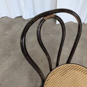 Vintage Bentwood Dining Chair: Black Thonet Style Cane Seat