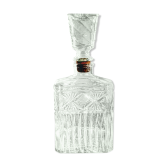 Rectangular glass decanter glass stopper and cork