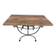 Table basse en fer forgé et son plateau en chêne massif
