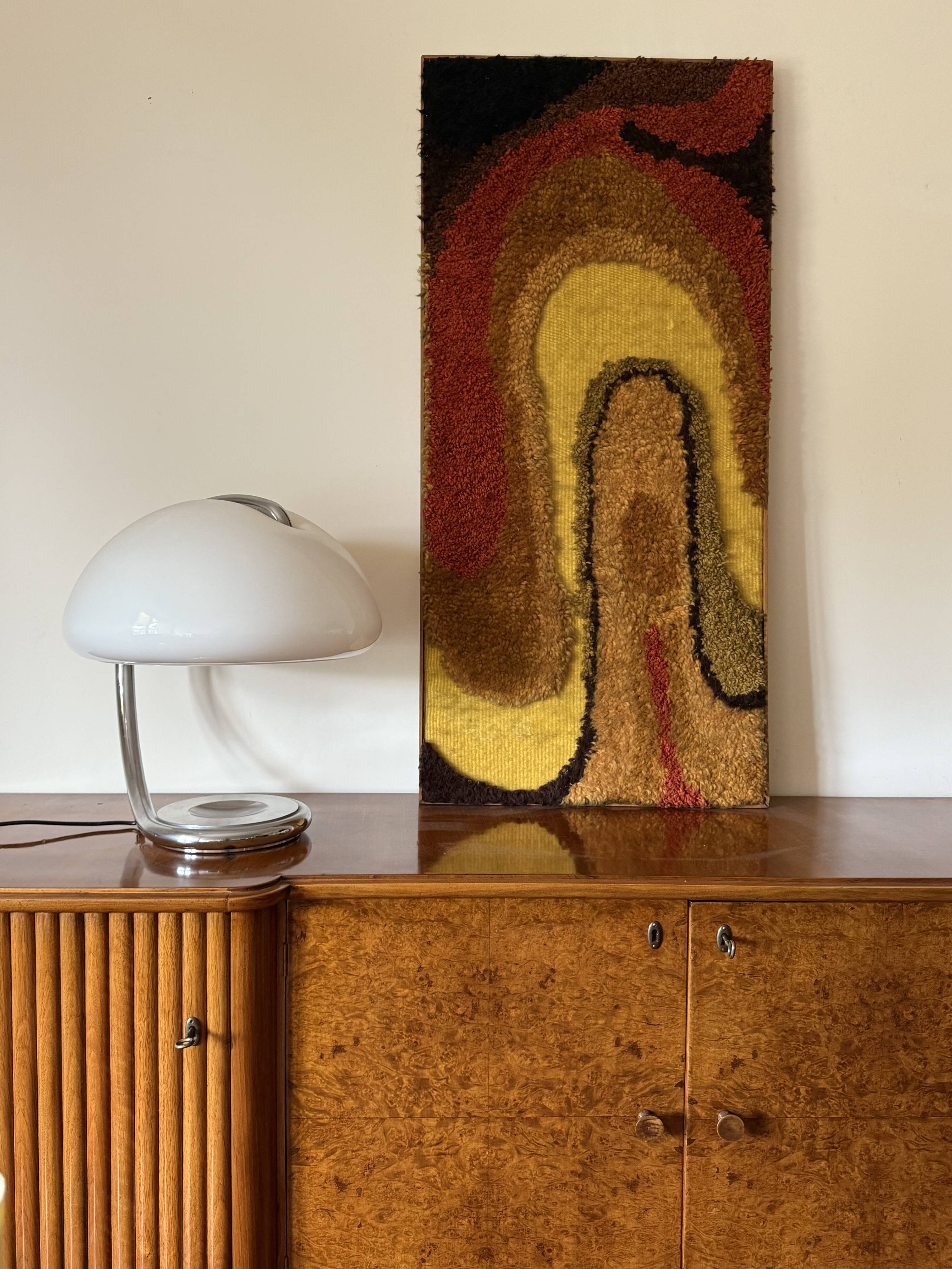 Space Age Wall Tapestry | Italian Mid-Century Fabric Art 1970s