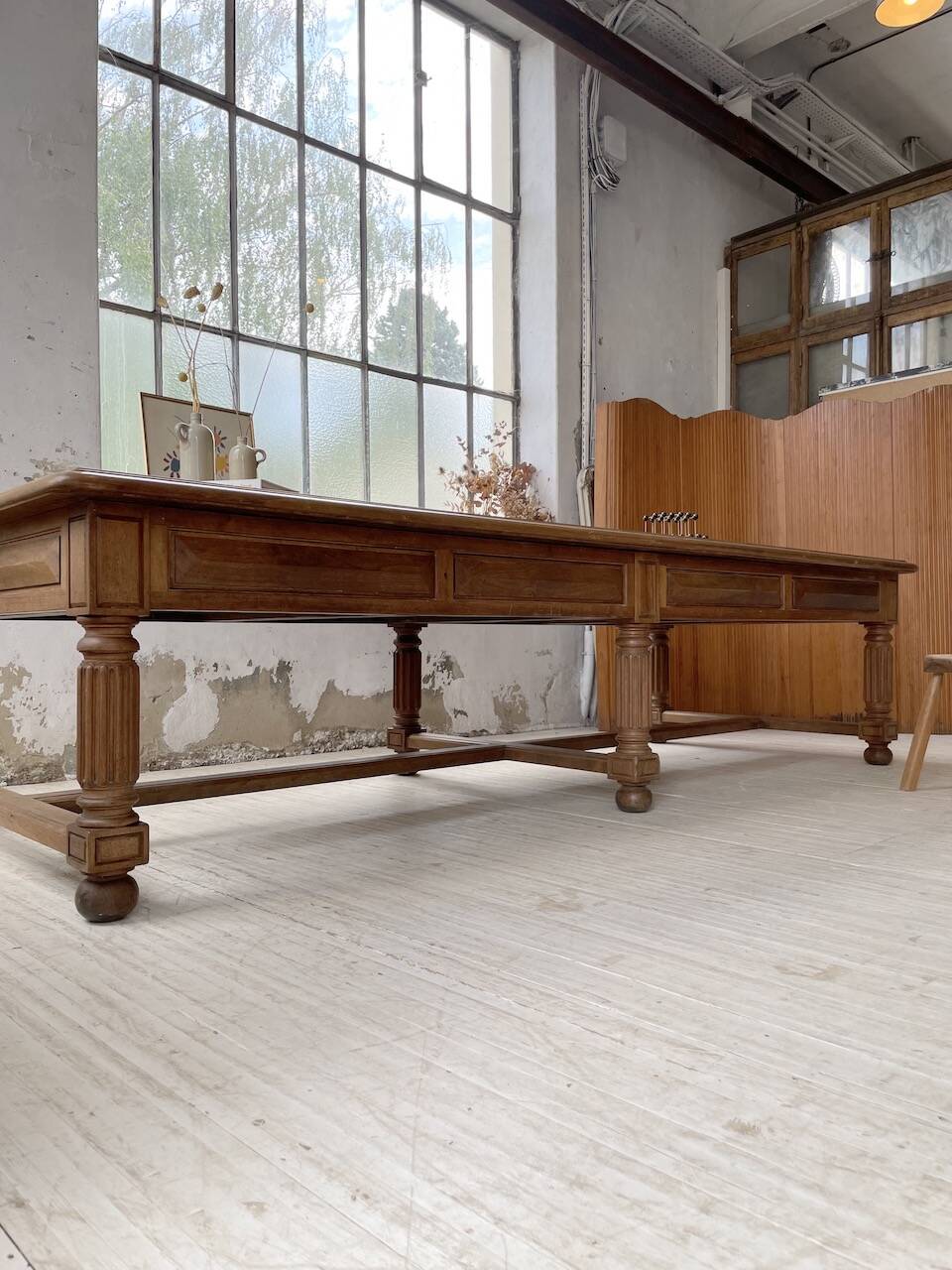Solid walnut farmhouse castle table 1900 XXL