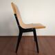 1950s church or school chairs in beech plywood and black stained wood by Roland Rainer