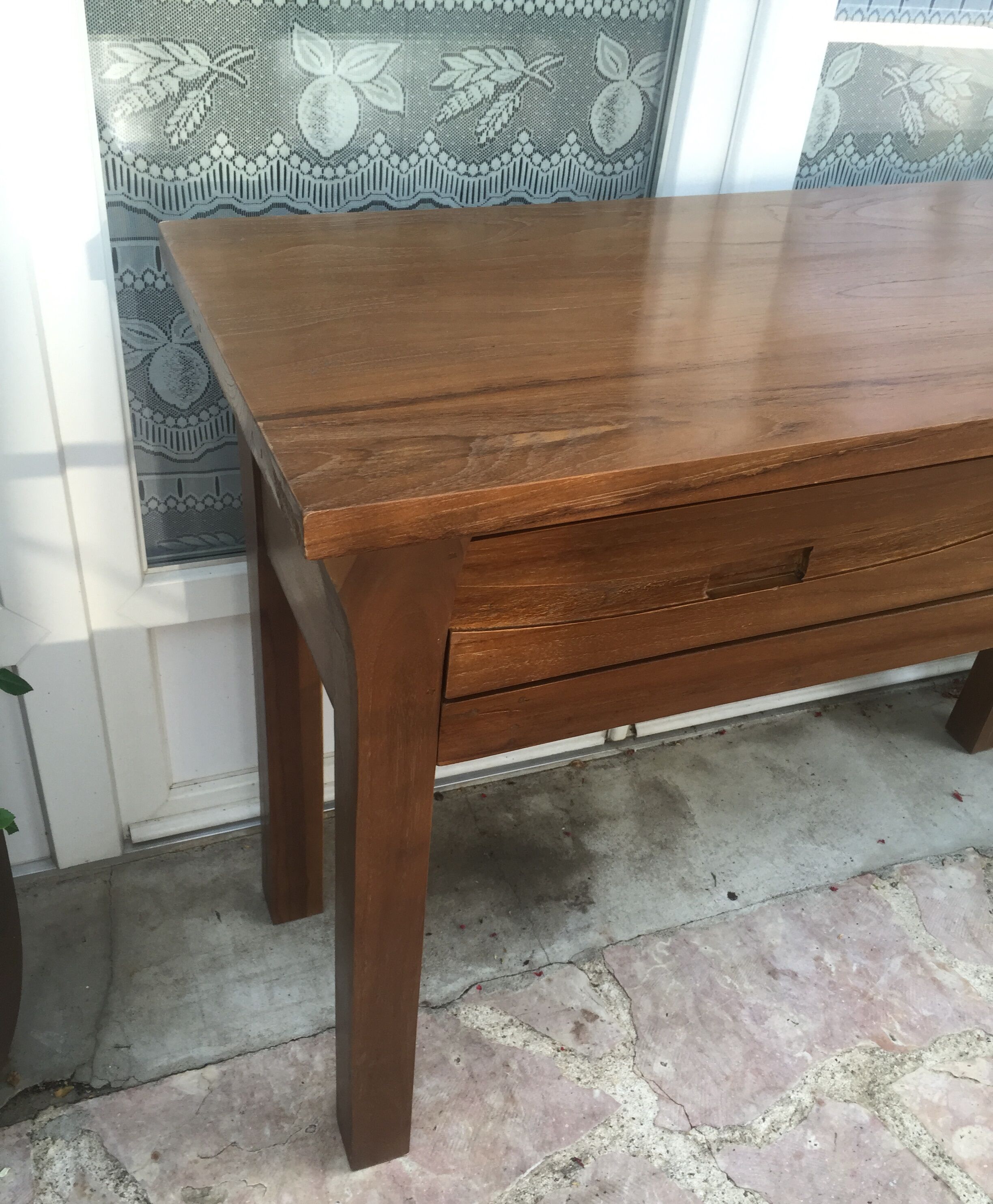 Contemporary-style exotic wooden console