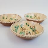 Set of 5 ceramic bowls with character motifs from Romania