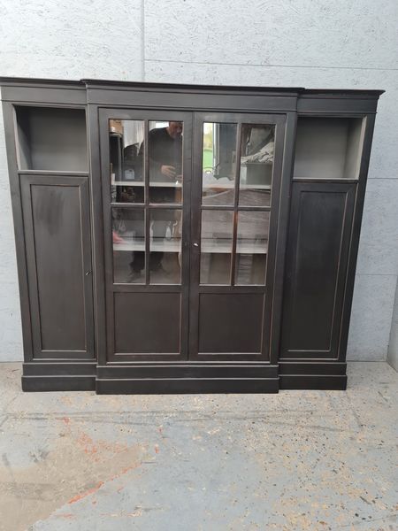 Furniture library industrial office four doors oak black patina