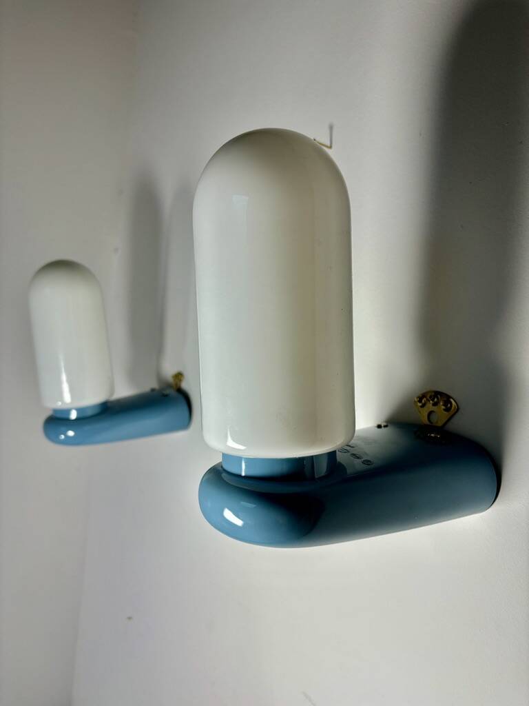 Dietsche blue wall lights Germany Bathroom 1980 x2