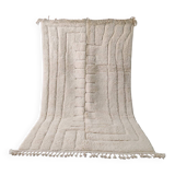 Beni Ouarain Rug, Ecru, Abstract Geometric Design, Handmade 300x200cm