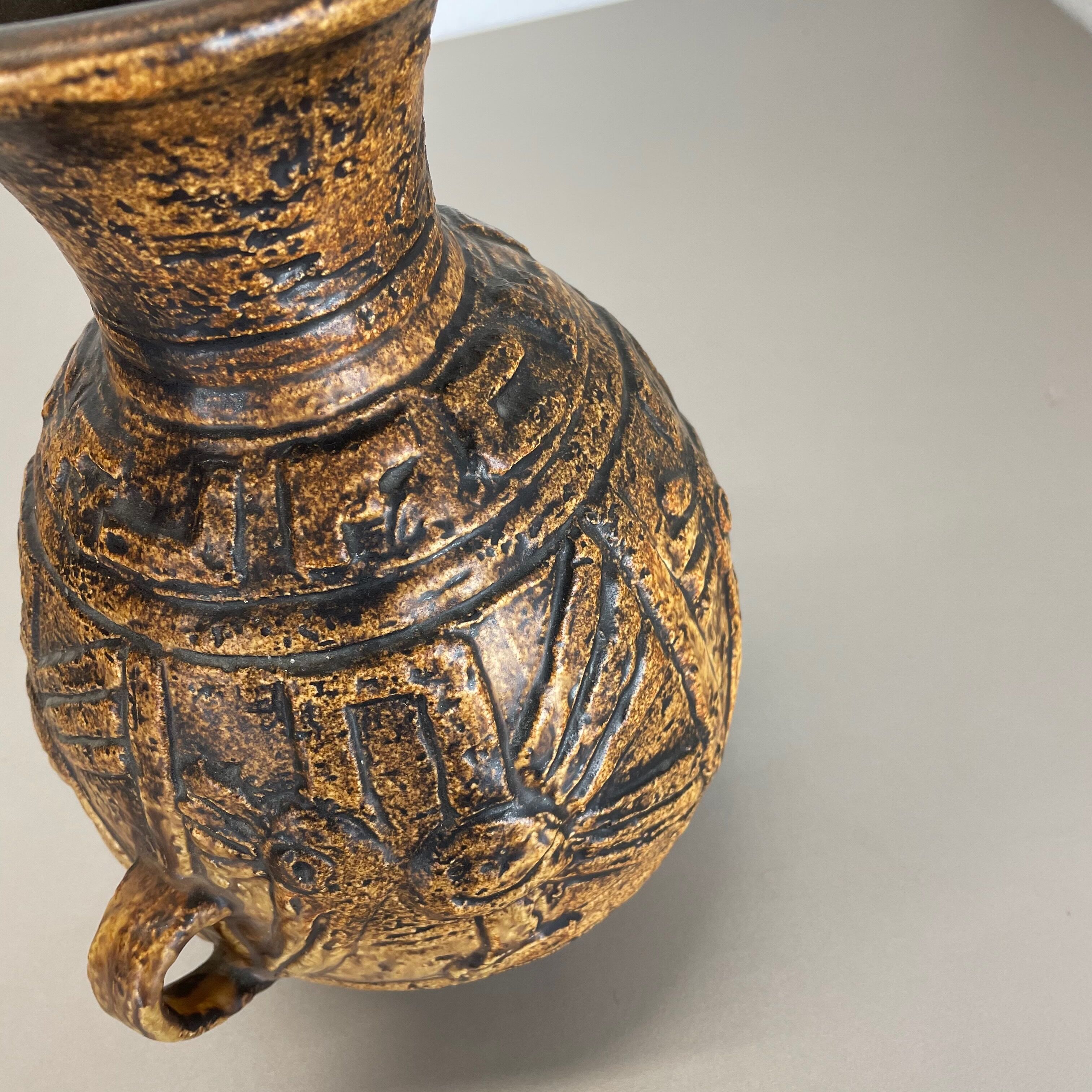 Fat lava pottery "maya tiki" vase by jasba ceramics, germany, 1970s