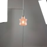 Vintage Italian Chrome and Pink Glass Pendant Lamp