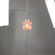 Vintage Italian Chrome and Pink Glass Pendant Lamp