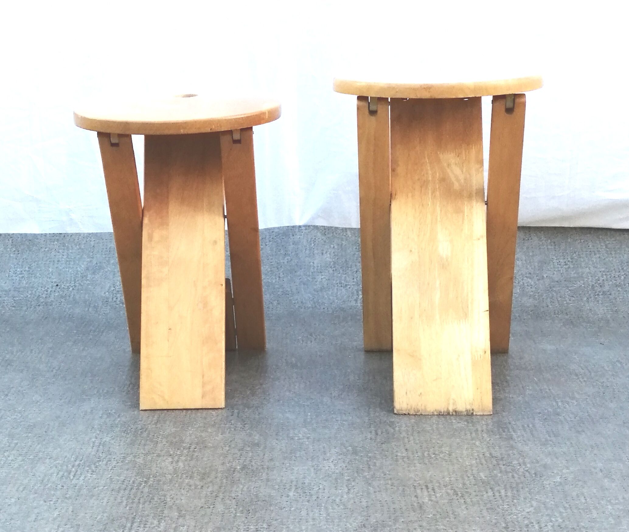 Pair of Suzy folding stools by Adrian Reed for Prince Design Works 1980