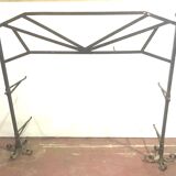 Big in front of hammered iron fireplace