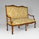 Louis XV style bench in carved oak