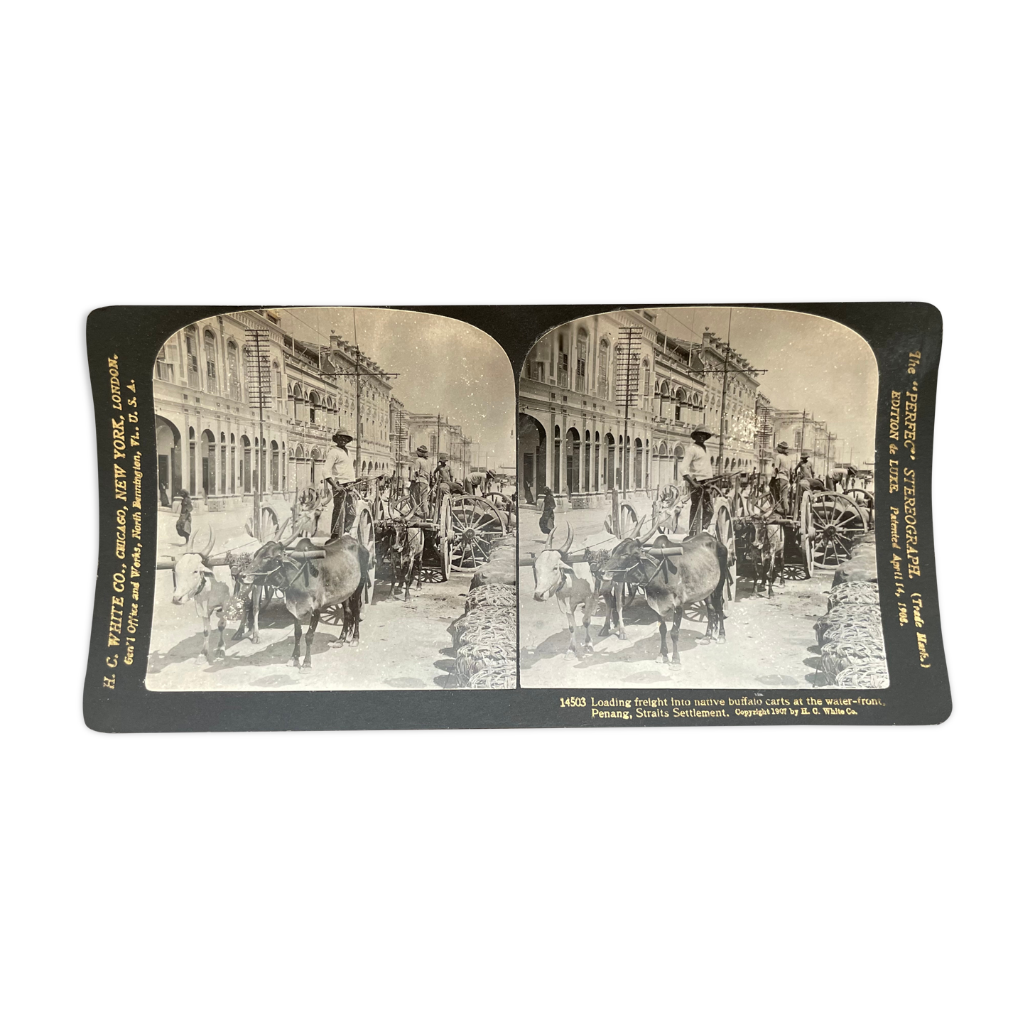 Old photography stereo, stereograph, luxury albumine 1903 quai de Penang