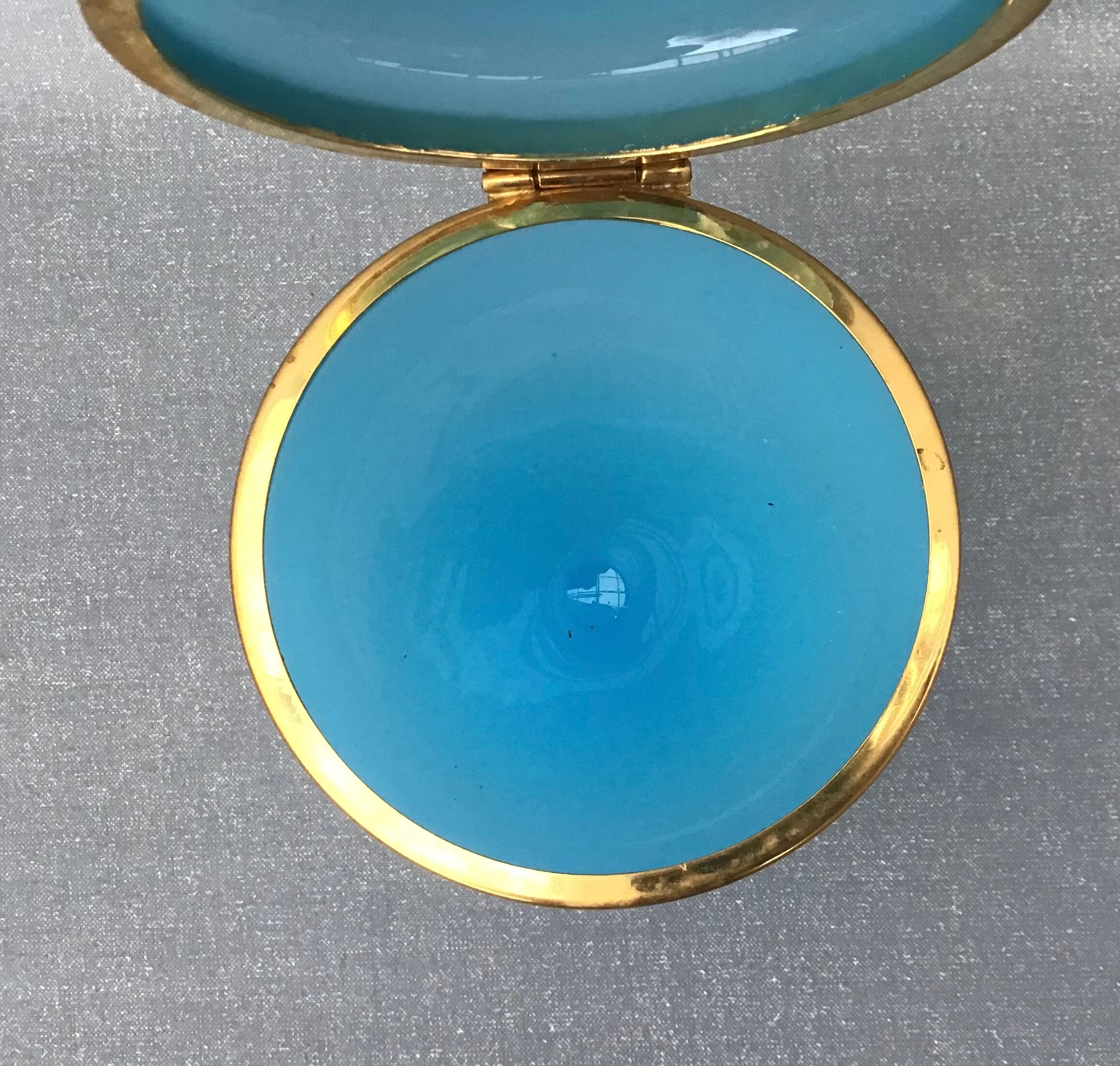 Blue Florentine opaline box gilded metal frame