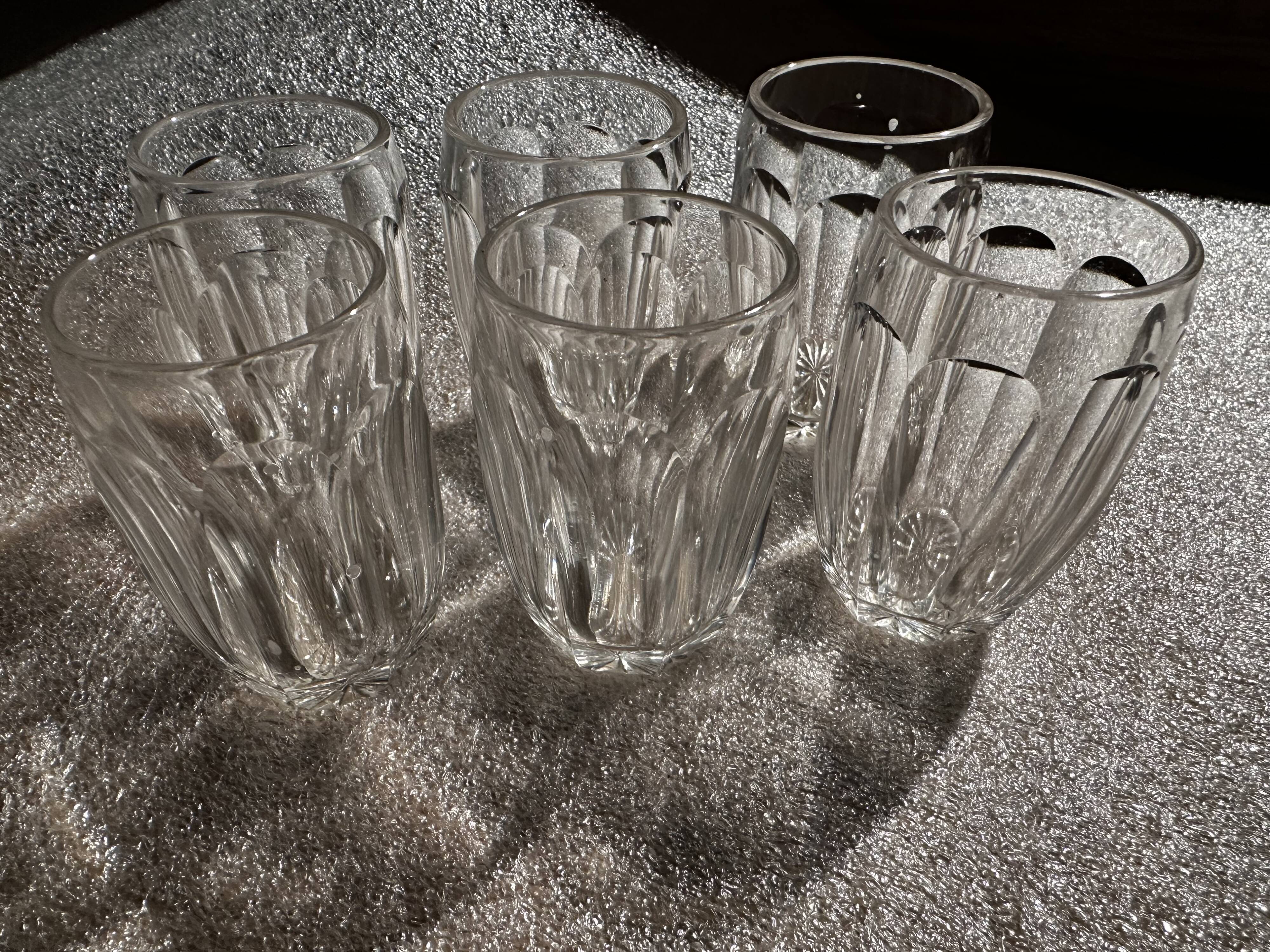 6 Art-Deco Cristal Saint-Louis liqueur glasses - H 7.5 cm