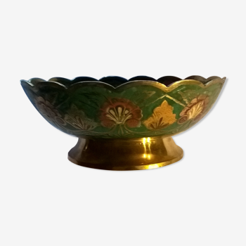 Empty enamelled brass pocket with several Asian style colors