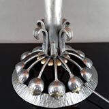 Important Stylized Wrought Iron Lamp with Glass Dome, c. 1930