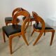 Lot 4 chairs in curved wood and leather design Baumann gondola model 60s vintage