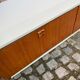 Large Scandinavian low sideboard 220x50cm solid teak & white TV unit 196