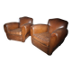 Lot de 2 fauteuils club en cuir années 50