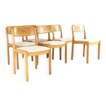 Set of 6 Oak Danish Chairs 'Lomborg' - new upholstery & restored