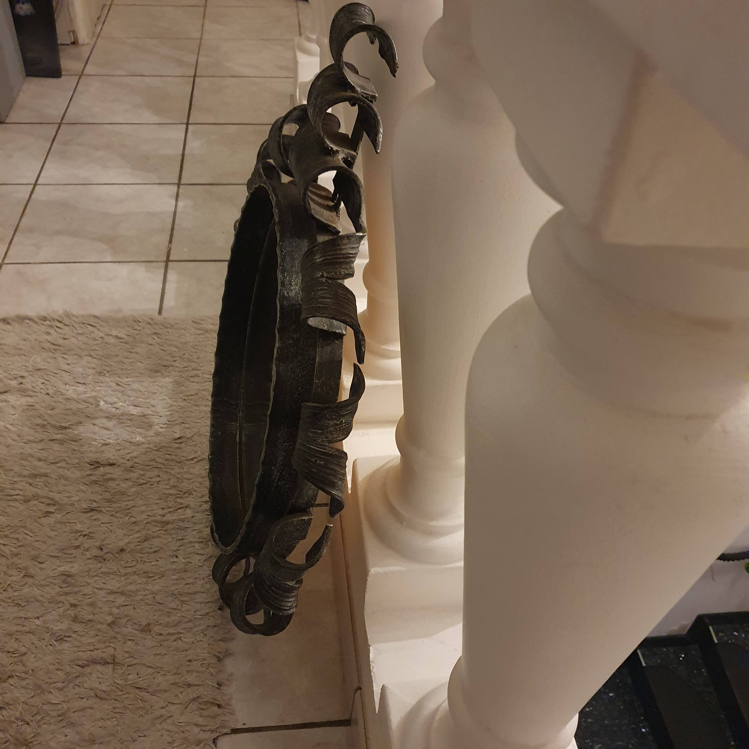 Brutalist wrought iron mirror, Spain, 1950