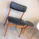 Scandinavian chair in beech and imitation leather black / vintage 60s-70s