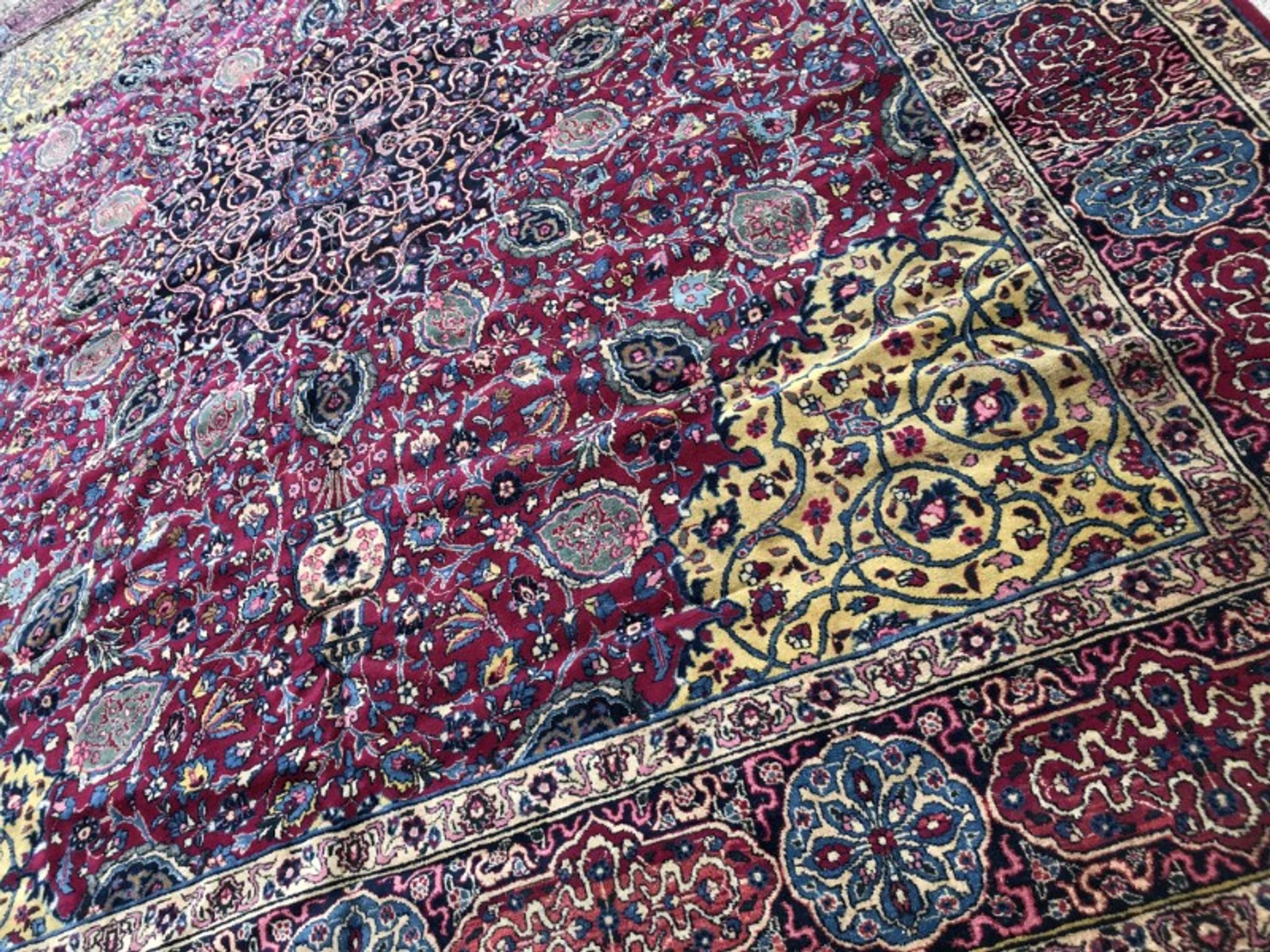 Splendid big old carpet Persian Kirman end handmade 325 X 400 CM
