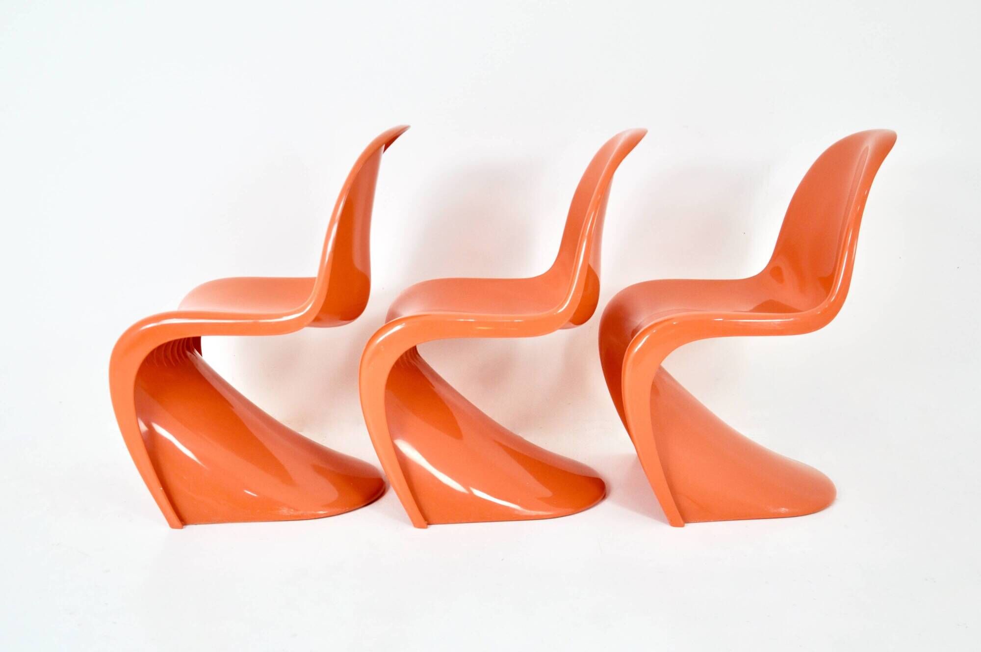 3 Panton chairs by Verner Panton for Herman Miller Felhbaum, 1970