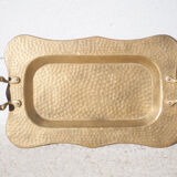 Vintage brass top, E.Roblin Villedieu Manche, handle tray, tableware, hammered top