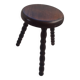 Tripod stool in dark wood. legs turned
